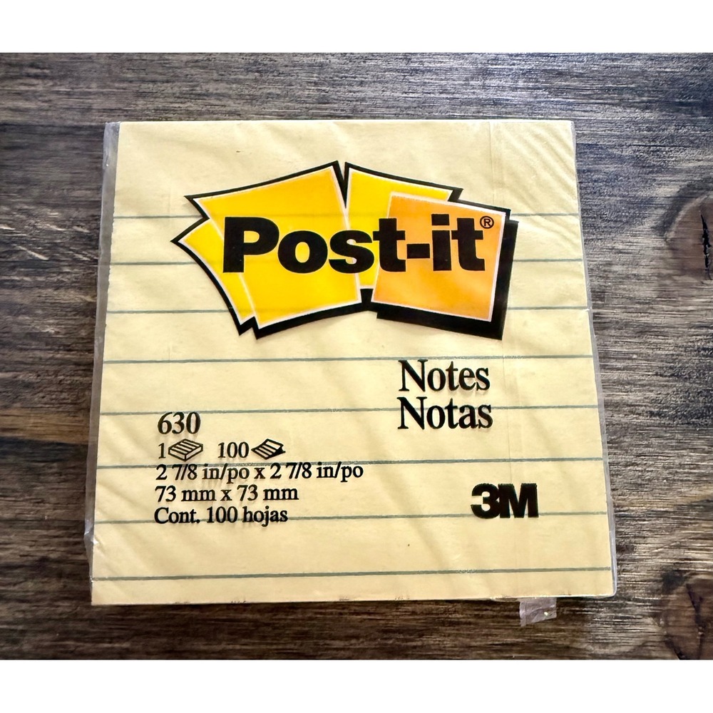 Post-it Notes 3M 630 Lined Canary Yellow New 100 Sheets Vintage 2000 Sticky Memo
